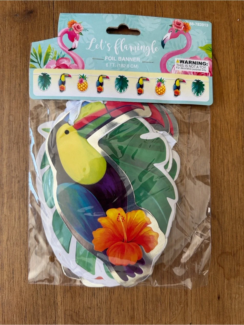 Hobby Lobby Tropical Toucan Foil Banner - Green, Yellow, Orange, Purple